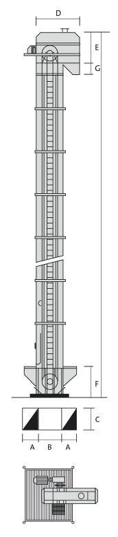 Elevador a Cangilones Sansoni - plano técnico